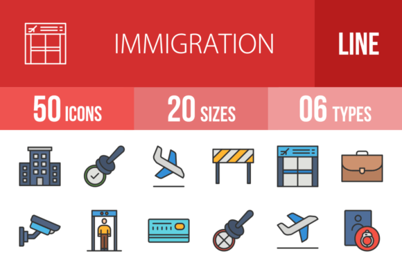 50 Immigration Filled Line Icons: Your Essential Visual Toolkit