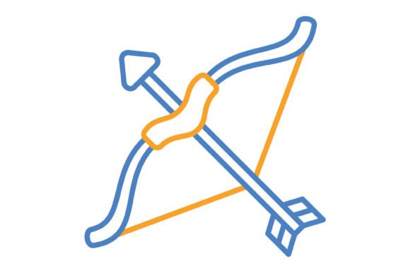 Archery Blue & Orange Line Icon: A Versatile Design Asset