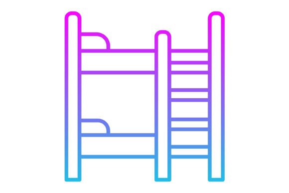 Bunk Bed Line Gradient Icon: A Modern Design Asset