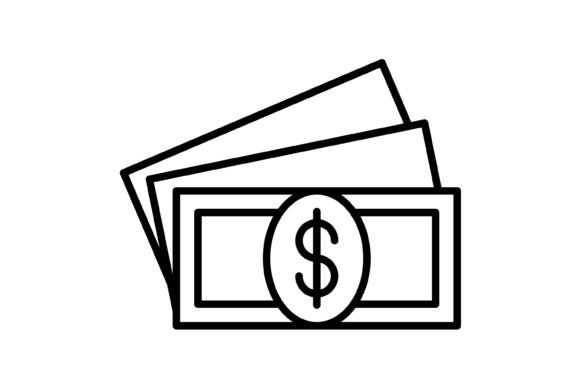 Cash Money Outline Icon: A Modern Design Asset for Digital Projects