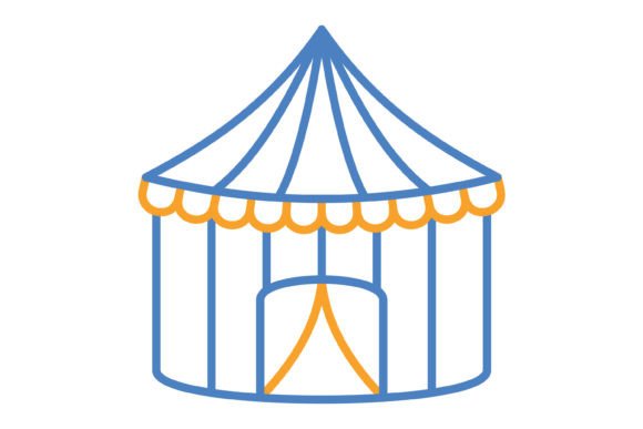 Circus Tent Blue & Orange Line Icon: A Designer's Go-To Asset