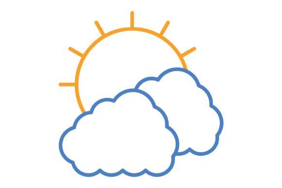 Clouds and Sun Blue & Orange Line Icon: A Versatile Design Asset