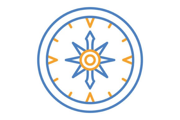 Compass Blue & Orange Line Icon: A Versatile Design Asset