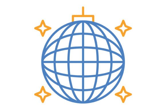 Disco Ball Blue & Orange Line Icon: A Designer's Go-To Asset