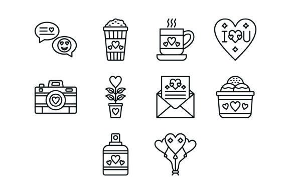 Elevate Your Visuals with the 10 Love Outline Icons Bundle