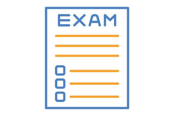 Exam Blue & Orange Line Icon: A Practical Design Asset