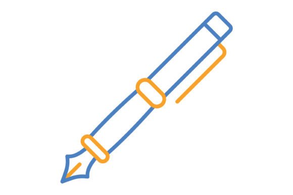 Fountain Pen Blue & Orange Line Icon: A Designer's Practical Asset