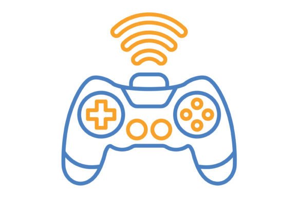 Gamepad Blue & Orange Line Icon: A Versatile Asset