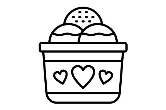 Ice Cream Outline Icon: Versatile Asset for Digital and Print
