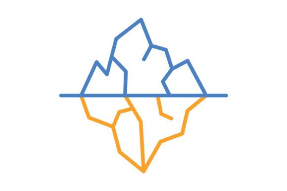 Iceberg Blue & Orange Line Icon: A Versatile Design Asset