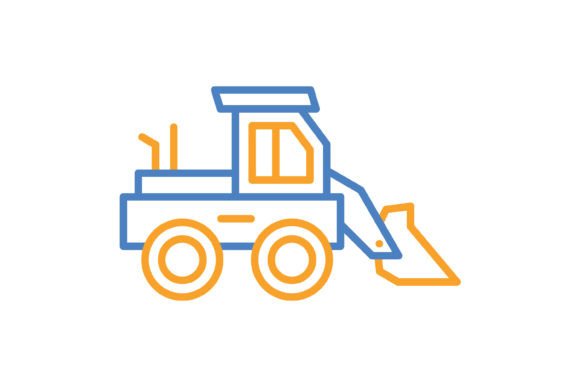 Loader Truck Blue & Orange Line Icon: A Dynamic Design Asset
