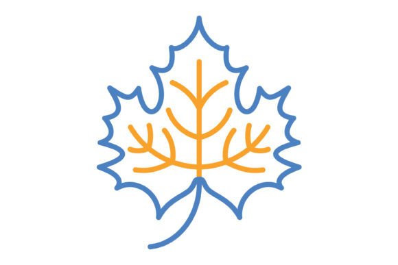 Maple Leaf Blue & Orange Line Icon: A Designer's Go-To Asset