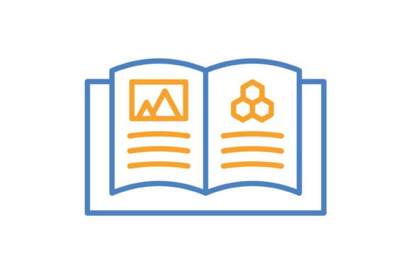 Open Book Blue & Orange Line Icon: A Versatile Design Asset