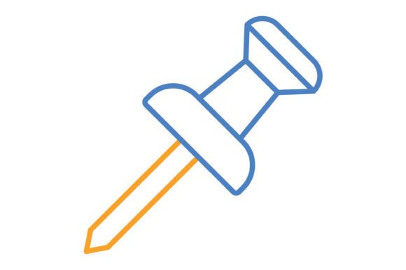 Pushpin Blue & Orange Line Icon: Your Next Design Staple