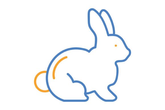 Rabbit Blue & Orange Line Icon: A Design Asset for Modern Branding