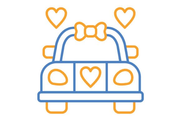 Wedding Car Blue & Orange Line Icon: A Design Asset for Modern Projects