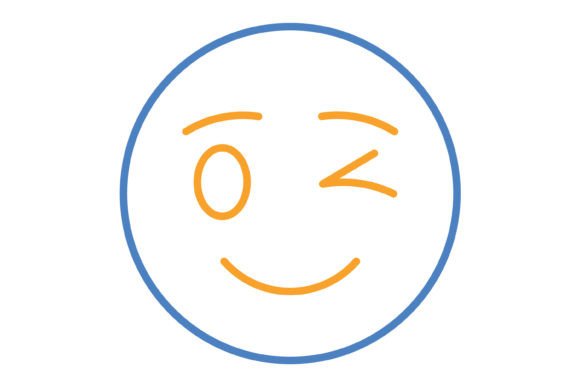 Wink Emoji Blue & Orange Line Icon: A Versatile Design Asset
